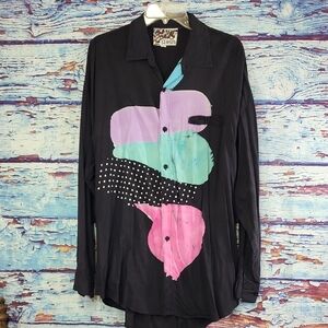Colorful Vtg Modern Abstract Women's Top Size M